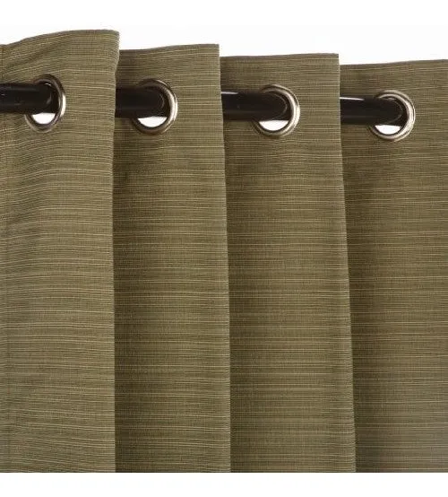 Sunbrella Outdoor Curtain with Nickel Grommets - Dupione Laurel