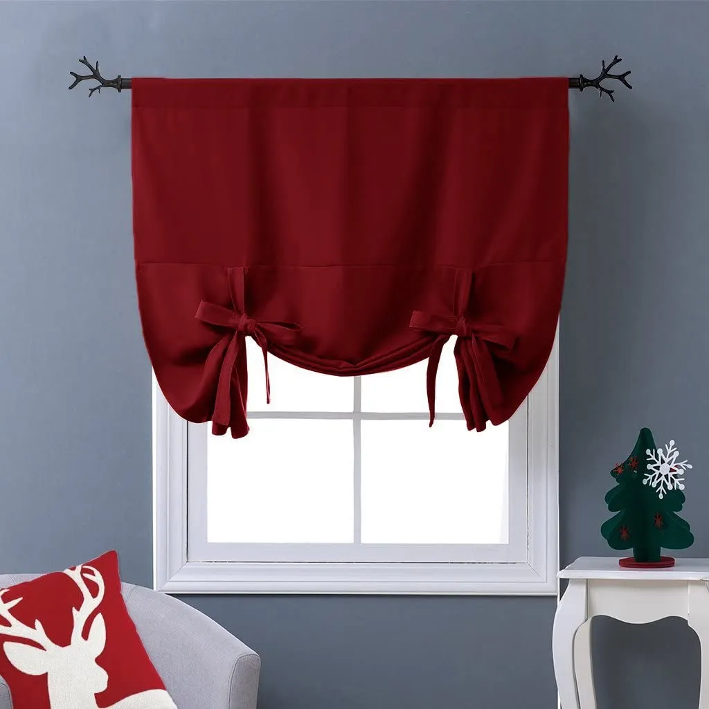 Thermal Insulated Blackout Curtain Tie Up Shade Small Window Valance Balloon Blind
