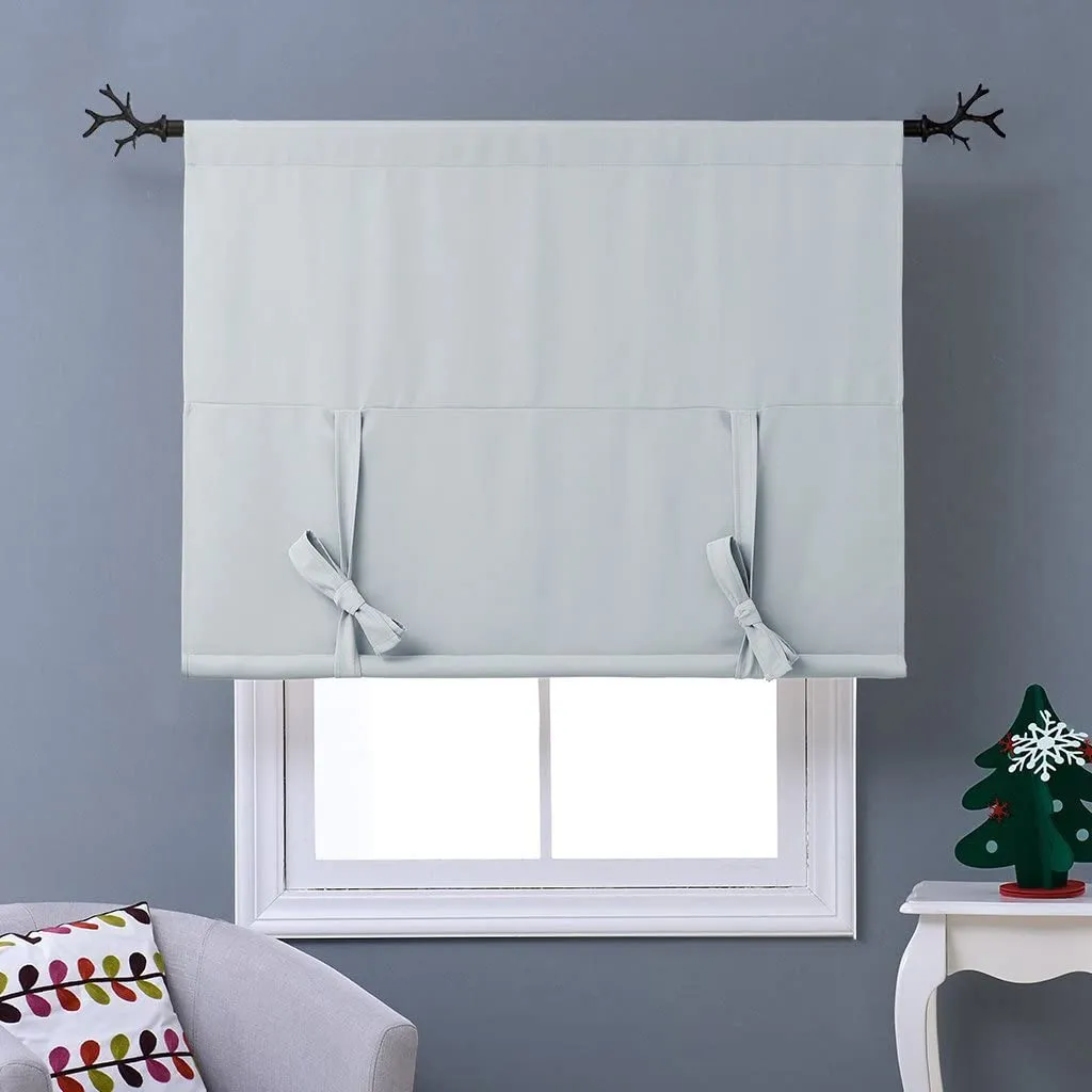 Thermal Insulated Blackout Curtain Tie Up Shade Small Window Valance Balloon Blind