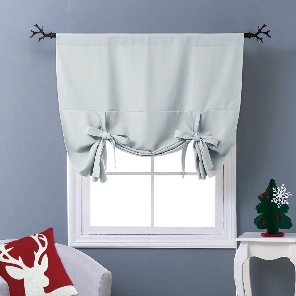 Thermal Insulated Blackout Curtain Tie Up Shade Small Window Valance Balloon Blind