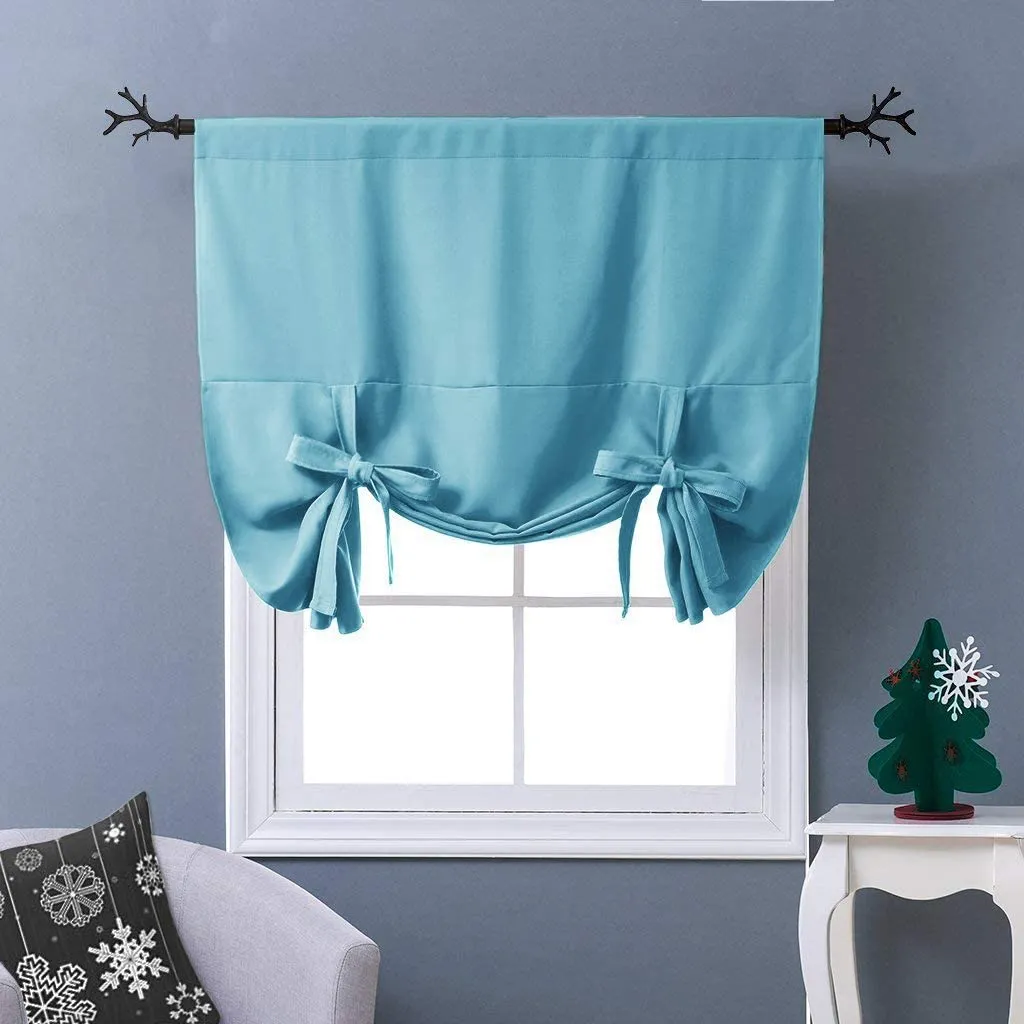 Thermal Insulated Blackout Curtain Tie Up Shade Small Window Valance Balloon Blind