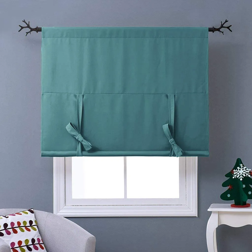 Thermal Insulated Blackout Curtain Tie Up Shade Small Window Valance Balloon Blind