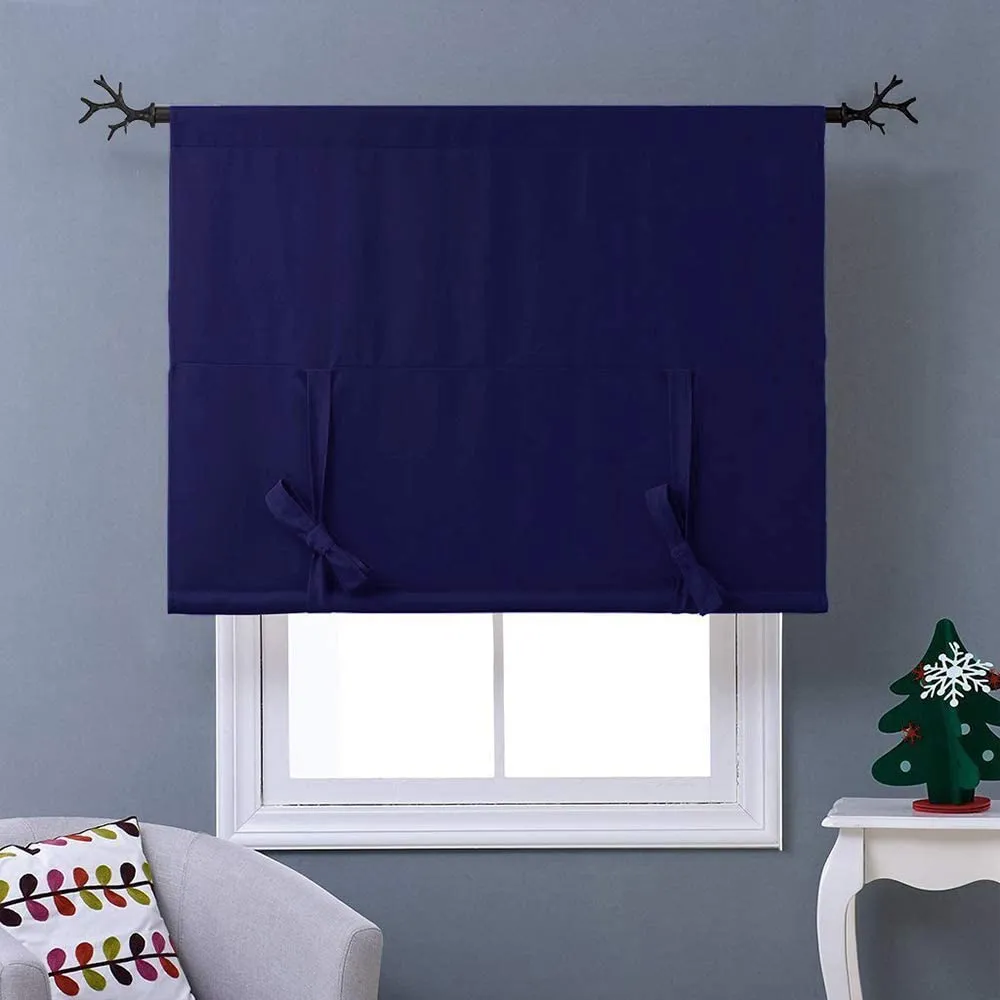 Thermal Insulated Blackout Curtain Tie Up Shade Small Window Valance Balloon Blind
