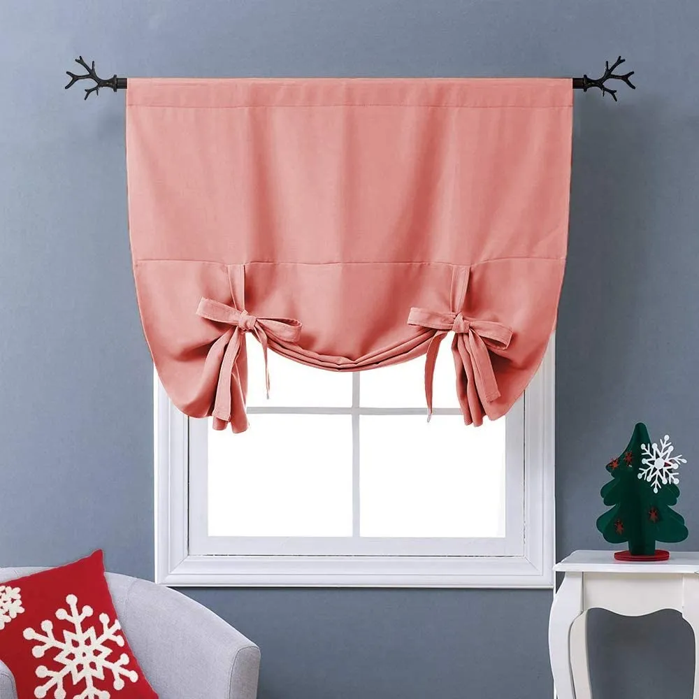 Thermal Insulated Blackout Curtain Tie Up Shade Small Window Valance Balloon Blind