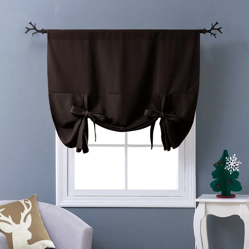 Thermal Insulated Blackout Curtain Tie Up Shade Small Window Valance Balloon Blind
