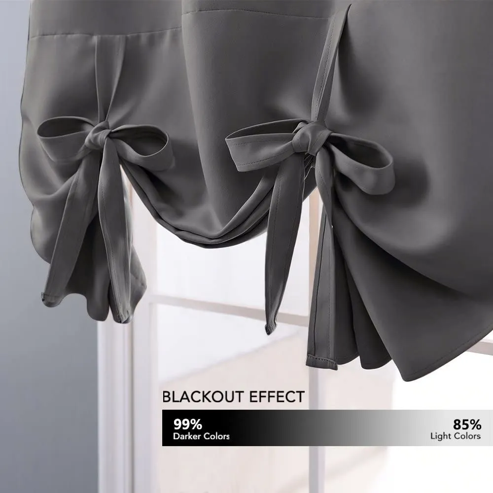 Thermal Insulated Blackout Curtain Tie Up Shade Small Window Valance Balloon Blind