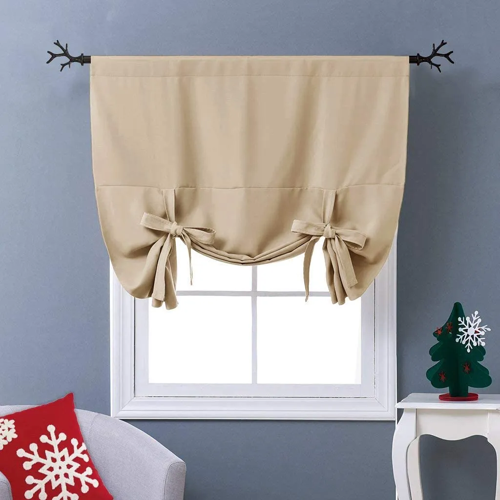 Thermal Insulated Blackout Curtain Tie Up Shade Small Window Valance Balloon Blind