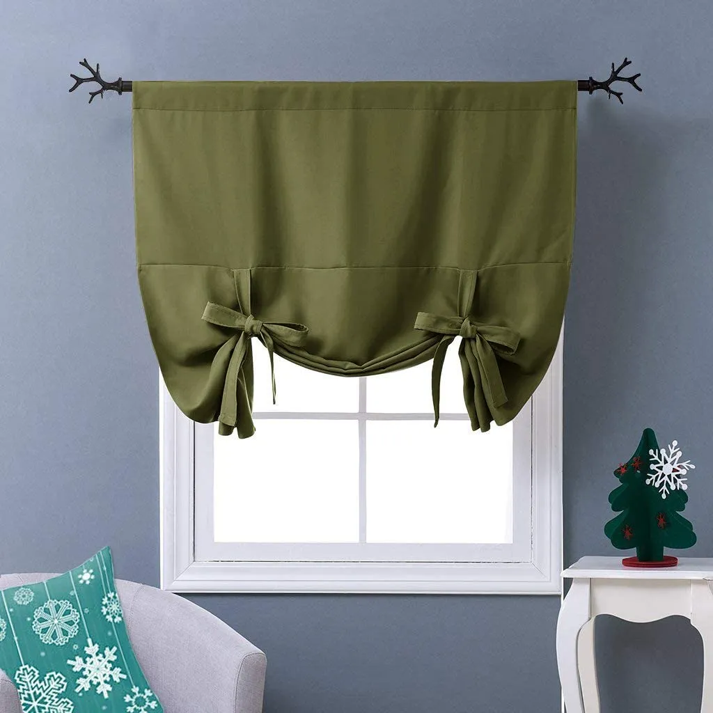 Thermal Insulated Blackout Curtain Tie Up Shade Small Window Valance Balloon Blind