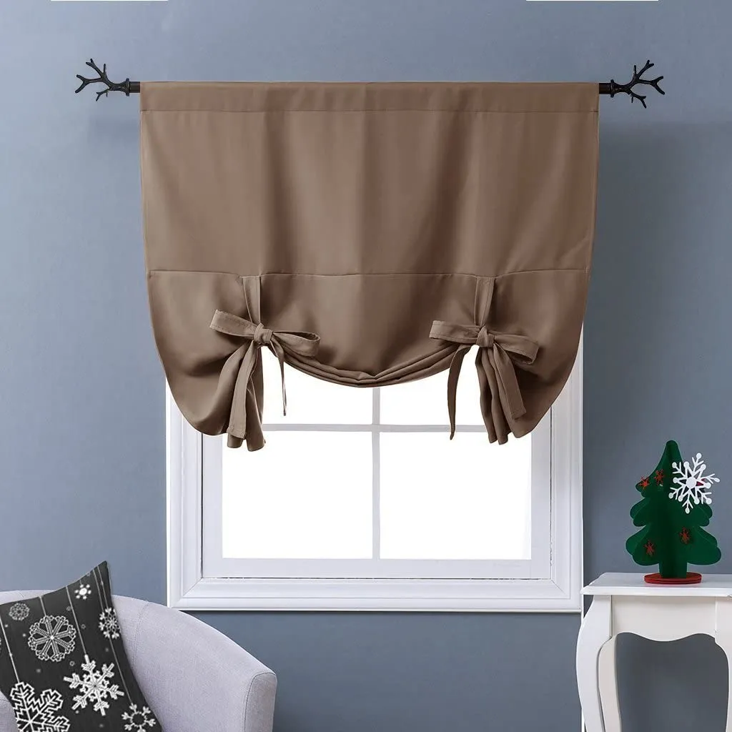 Thermal Insulated Blackout Curtain Tie Up Shade Small Window Valance Balloon Blind