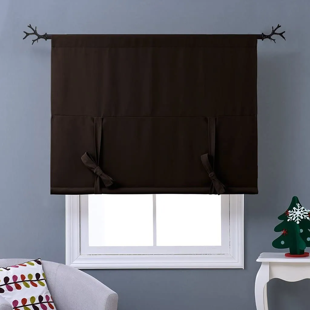 Thermal Insulated Blackout Curtain Tie Up Shade Small Window Valance Balloon Blind