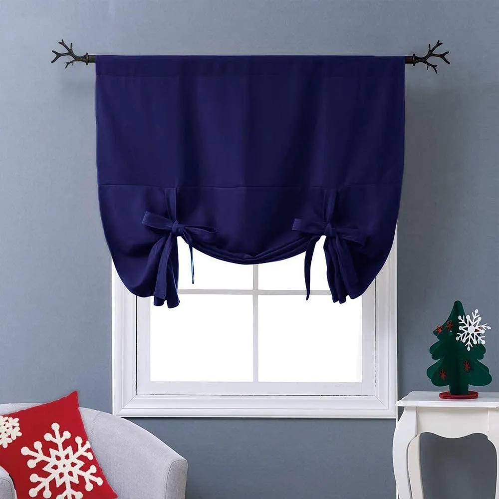 Thermal Insulated Blackout Curtain Tie Up Shade Small Window Valance Balloon Blind