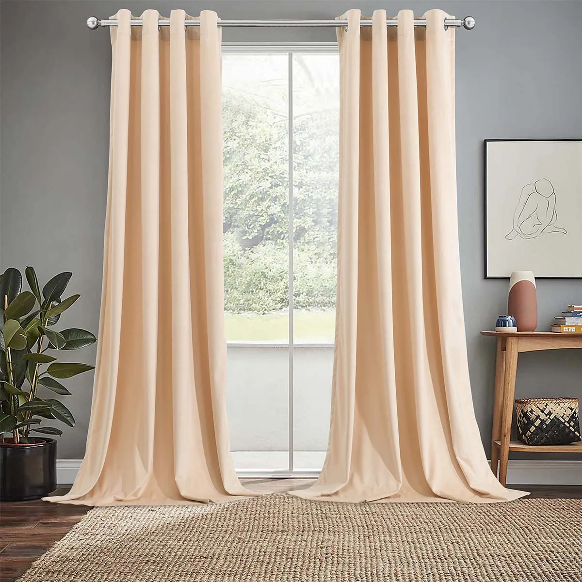 Velvet Heavyweight Grommet Curtain Panels (Set of 2)