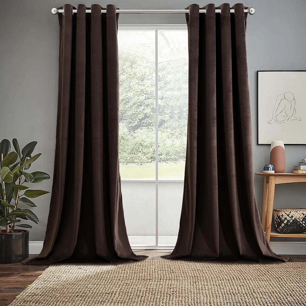 Velvet Heavyweight Grommet Curtain Panels (Set of 2)