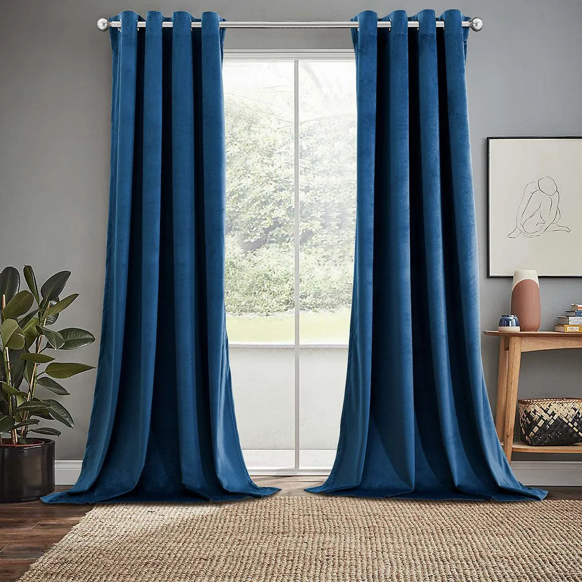 Velvet Heavyweight Grommet Curtain Panels (Set of 2)