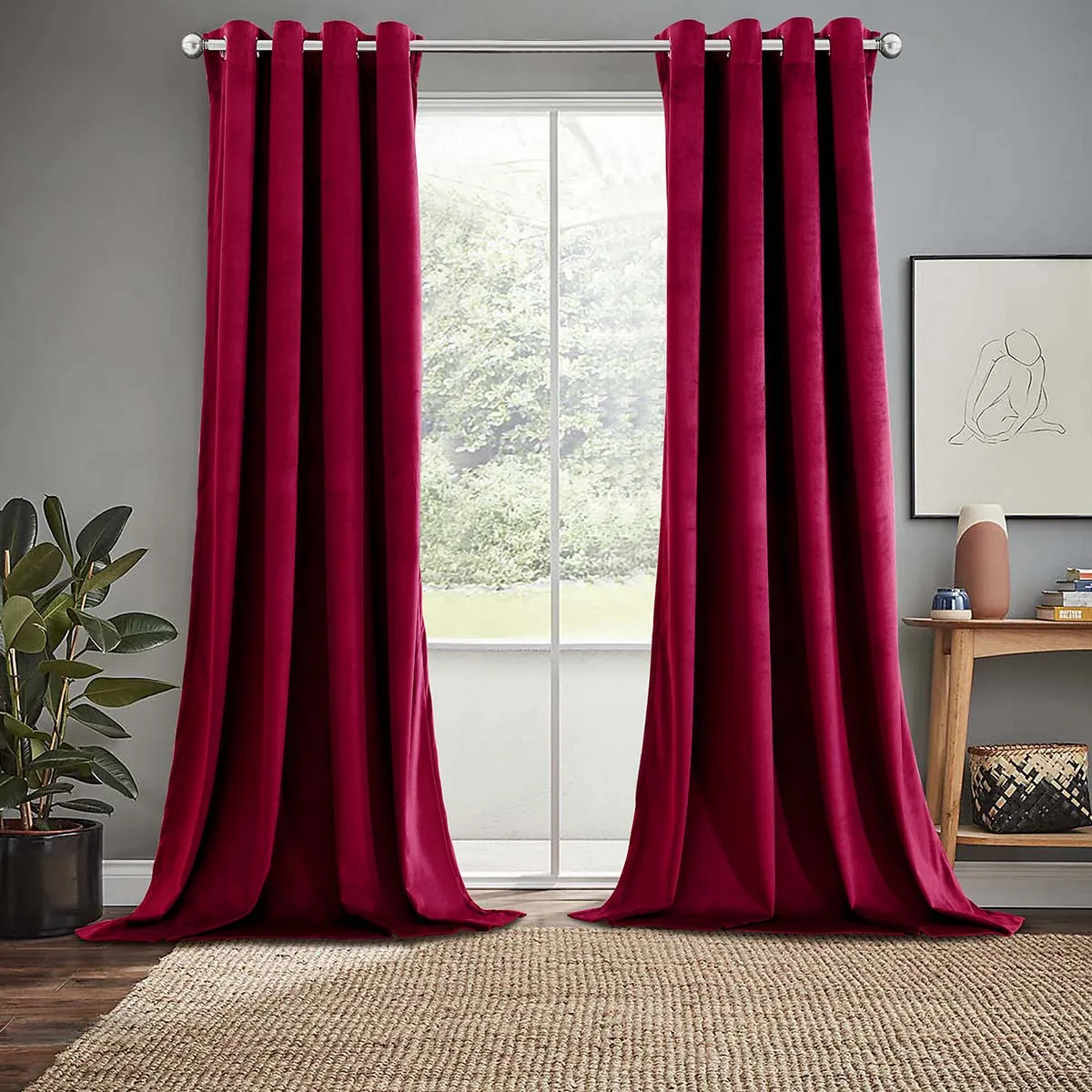 Velvet Heavyweight Grommet Curtain Panels (Set of 2)