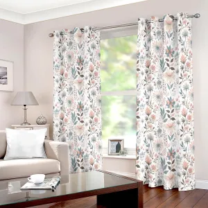 Water Colour Floral Leaf Petal Colourful Printed Curtain Set